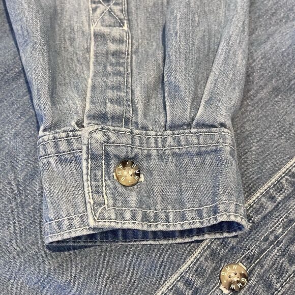 Vintage BMW Lifestyle Denim Long Sleeve Shirt Mens Size L Button Up Embroidered - Picture 4 of 10